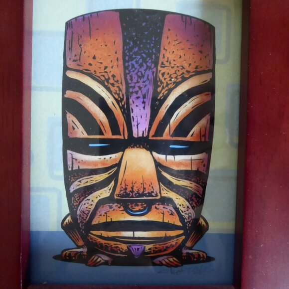 POLYNESIAN TIKI GOD MUG FRAMED ARTWORK PRINT BY CHET PHILLIPS (SIGNED) - Picture 8 of 9